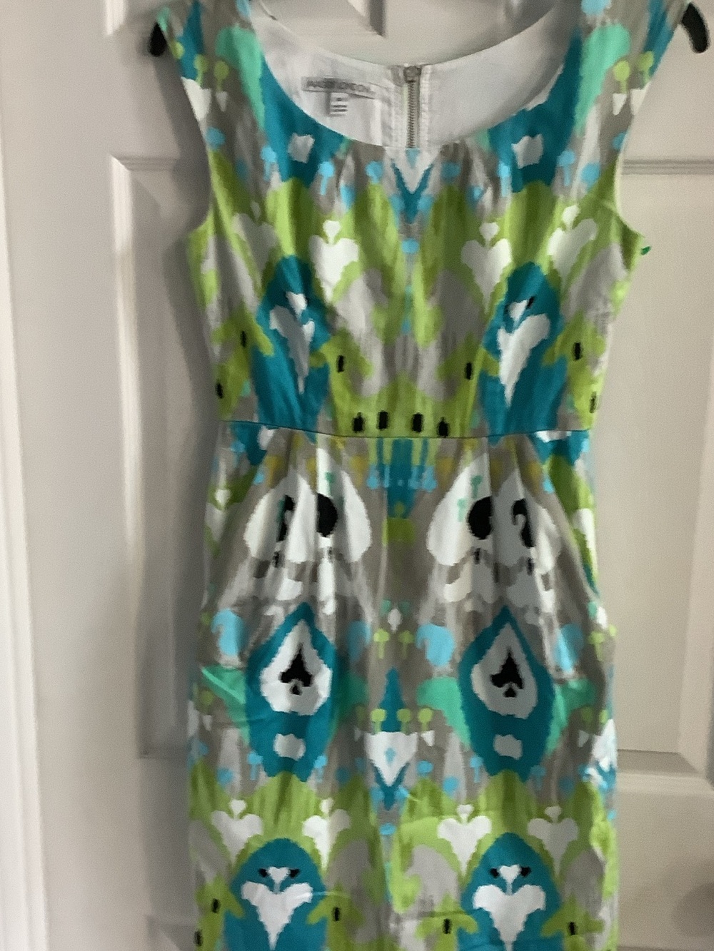 Maggy London Teal, Turquoise & Lime Floral Print Midi Dress